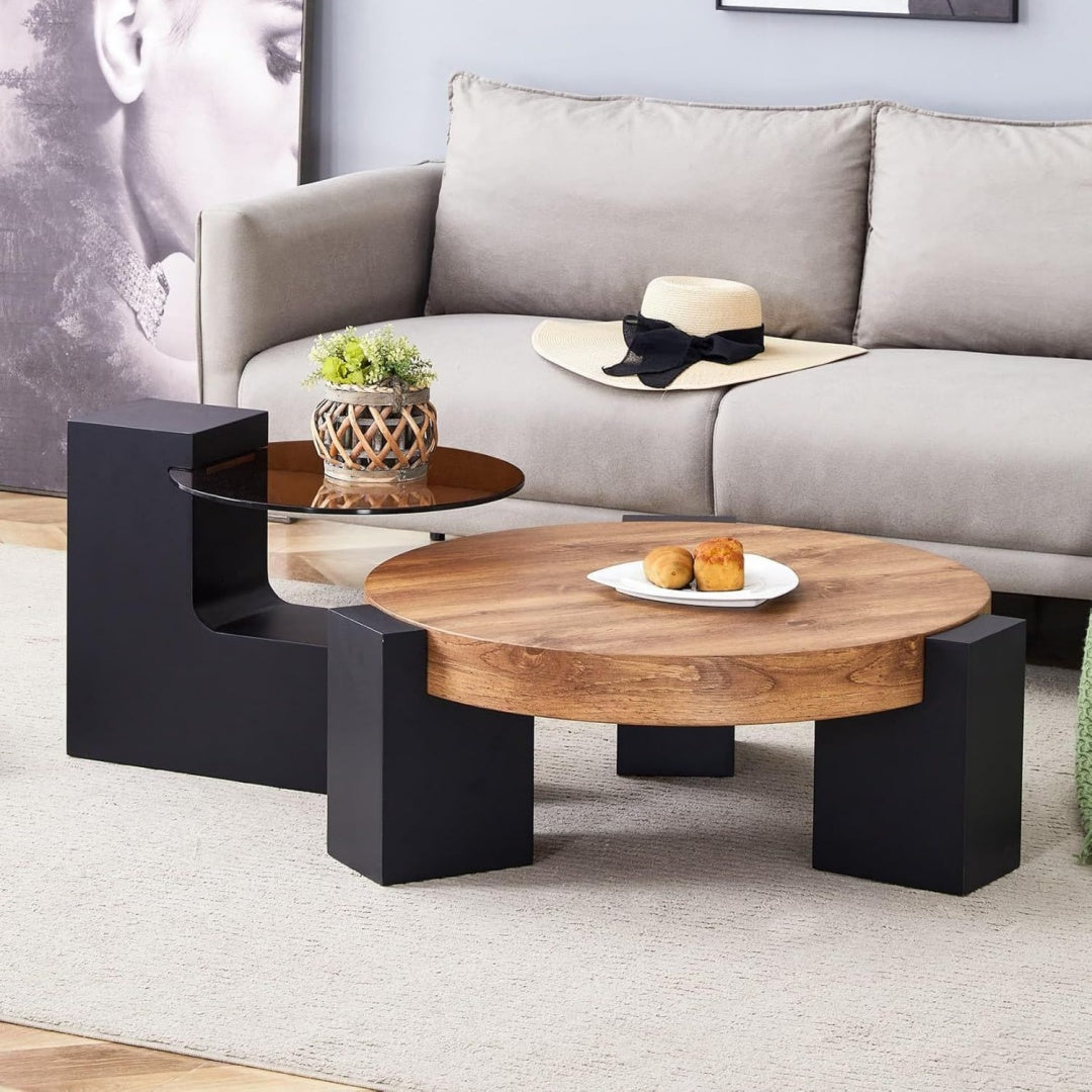 En verre table basse gris 61 x 61 x 30 cm