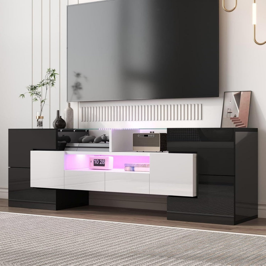 Moderne meuble TV gris en verre design moderne