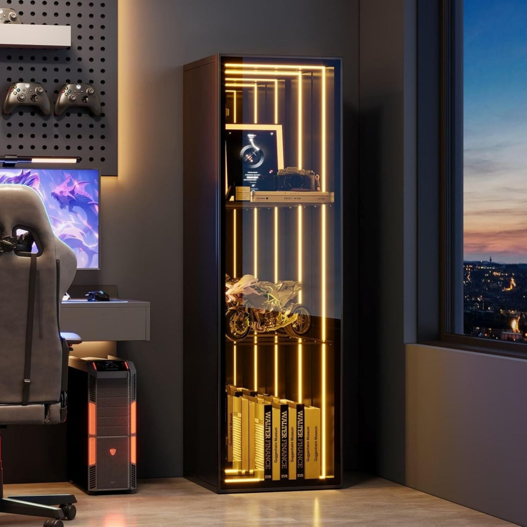 Vitrine bordeaux (30 x 30 x 90 cm), espace de rangement genereux