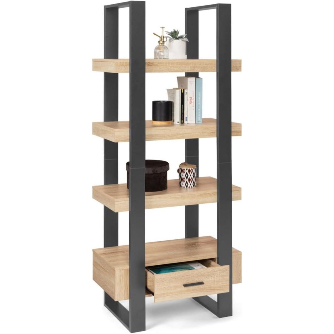 Marron colonne de rangement en bois, 4 etageres