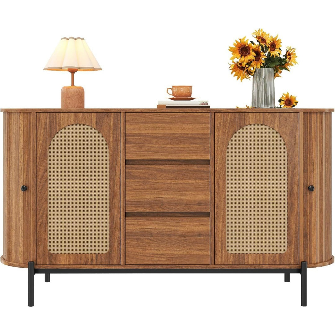 Buffet marron, contemporain, rangement multifonction