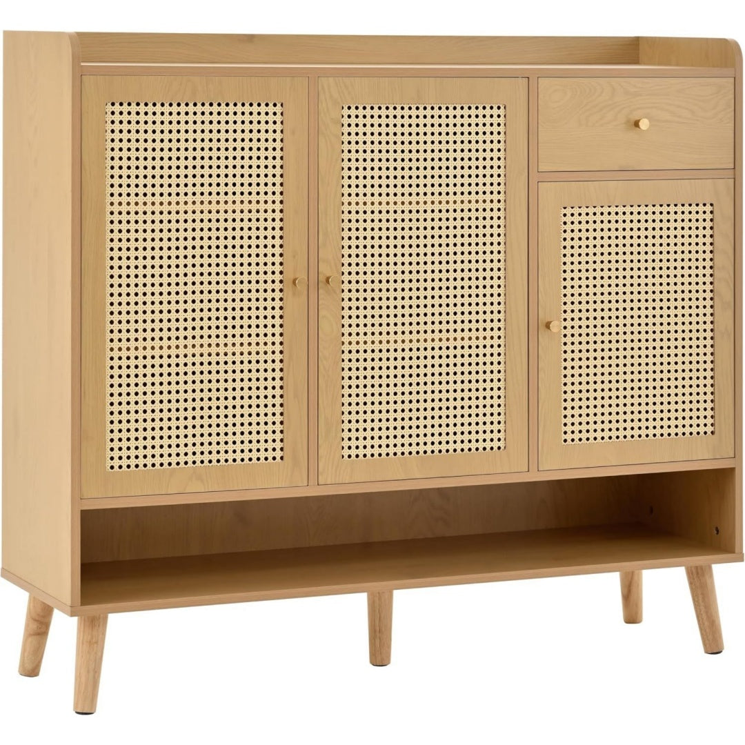 Tendance buffet marron en bois massif avec un tiroir