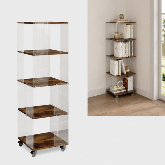 Vitrine gris clair (42.2 x 42.2 x 132.1 cm), espace de rangement genereux