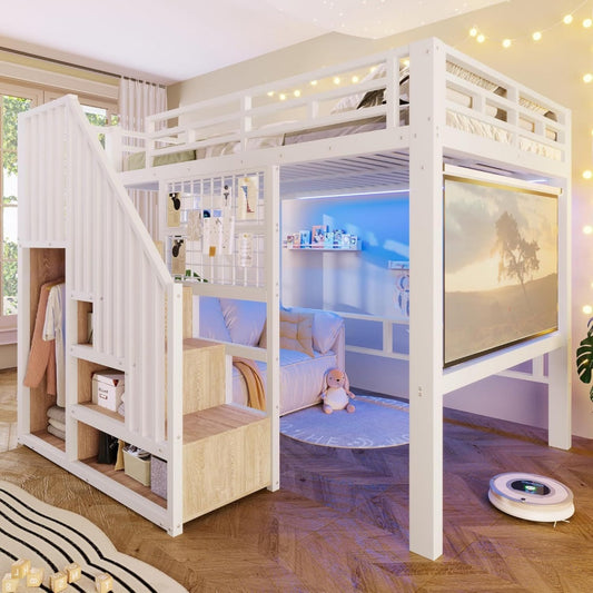 Cadre de lit avec des etageres reglables en hauteur pour la chambre