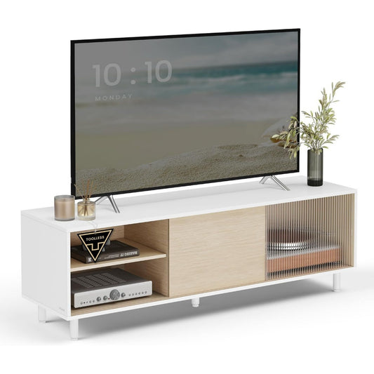 Meuble TV gris, metal, 140 x 39 x 45 cm