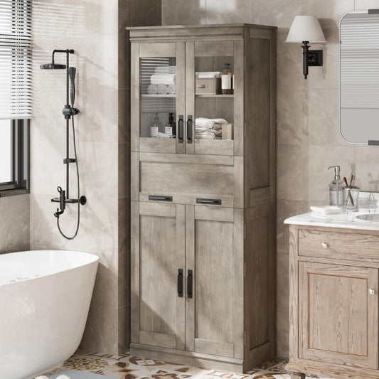 Meuble de rangement meuble sur pied gris, quatre portes