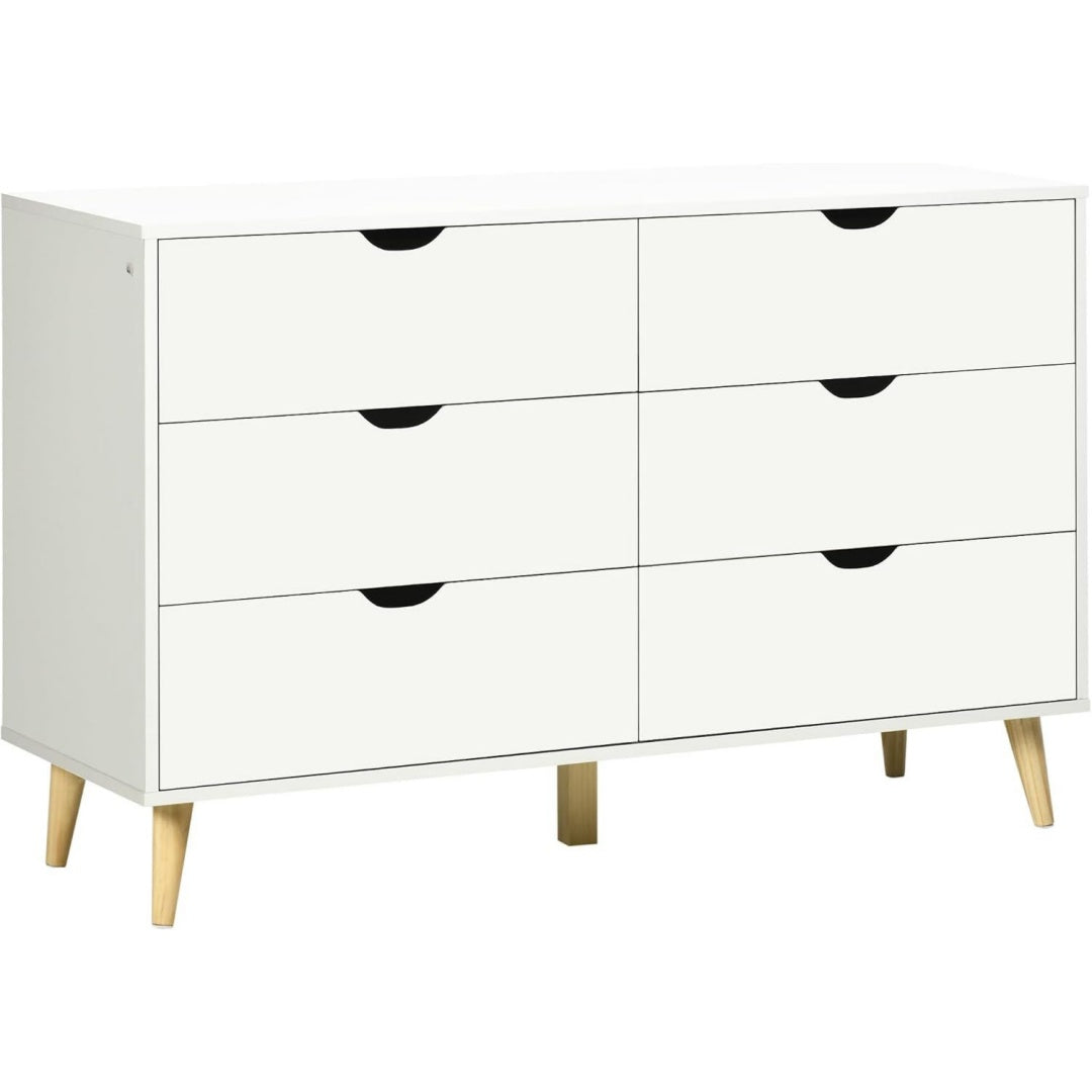 Commode gris clair dote de 6 tiroirs
