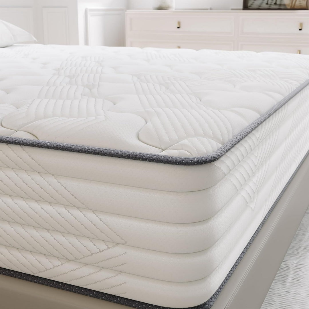 Matelas confort finition tissu gris clair