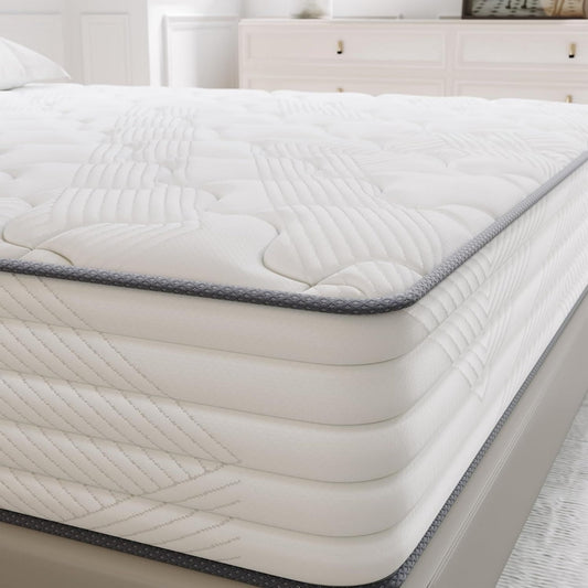Matelas confort finition tissu gris clair