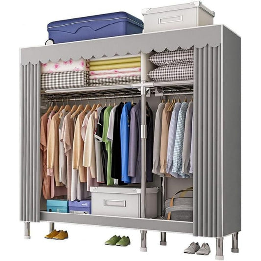 Armoire gris avec des etageres reglables en hauteur