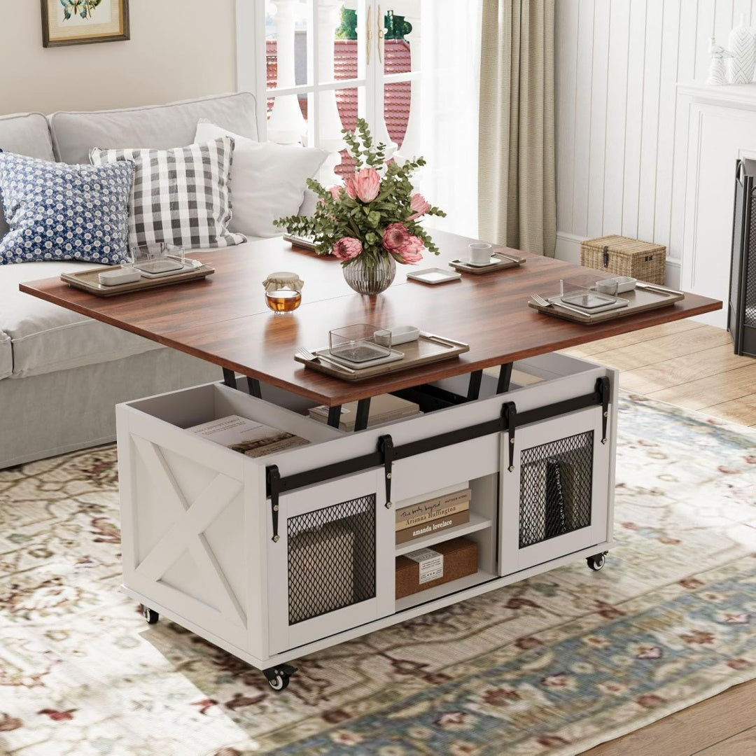 Table basse gris clair en acier 108 x 105 x 68 cm