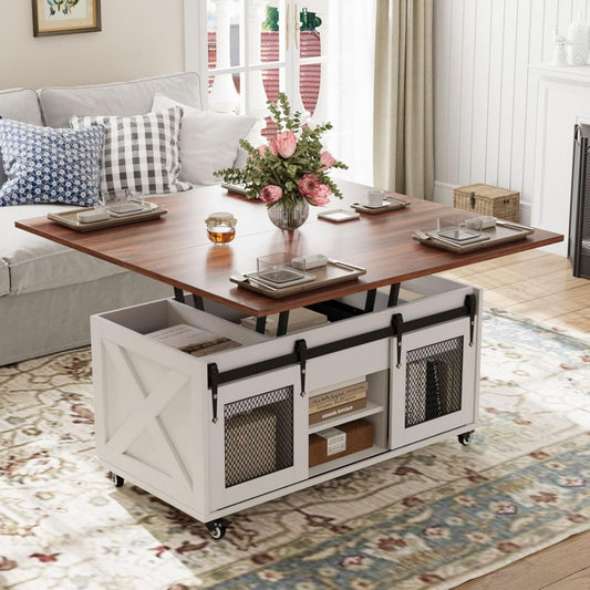Table basse gris clair en acier 108 x 105 x 68 cm