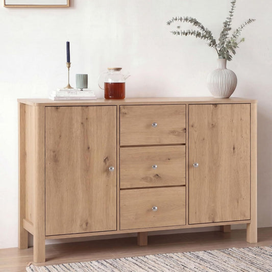 elegant, commode a tiroirs beige en bois eclairage LED