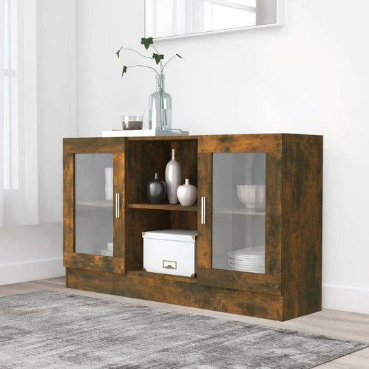 Vaisselier gris clair en bois, portes tiroirs