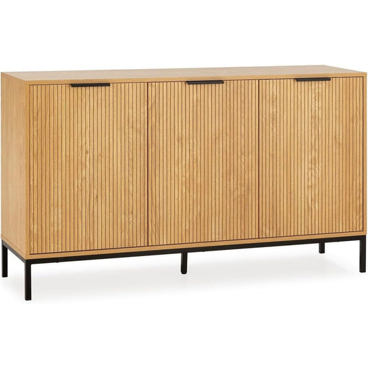 Credence orange 140 cm, a 3 portes 3 tiroirs 1 etagere reglables