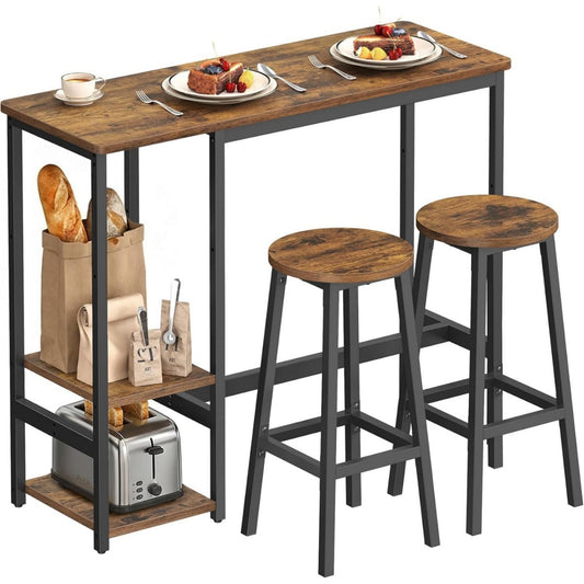 Ensemble bar esprit rustique marron