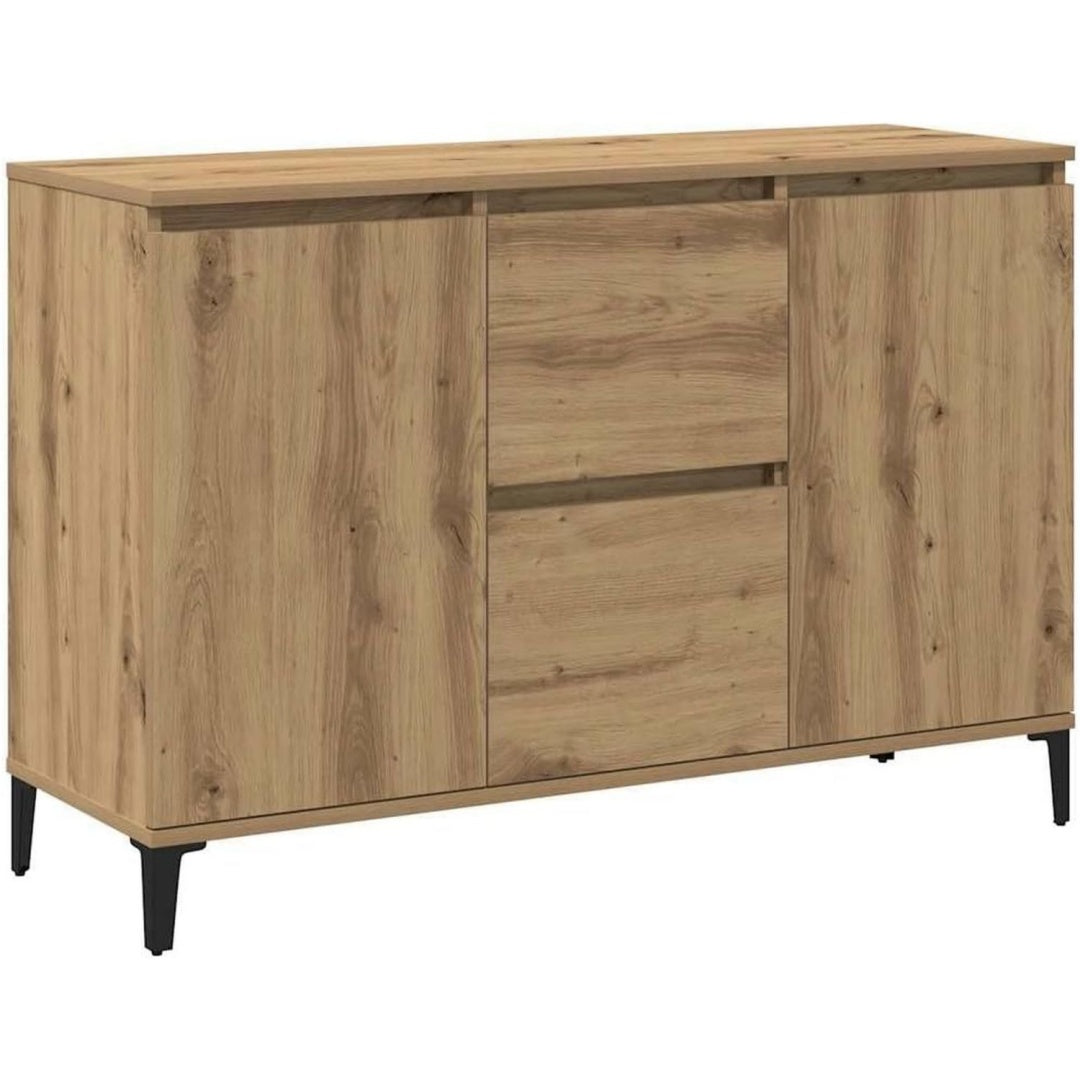 Discret, buffet en bois 2 tiroirs 2 portes style industriel