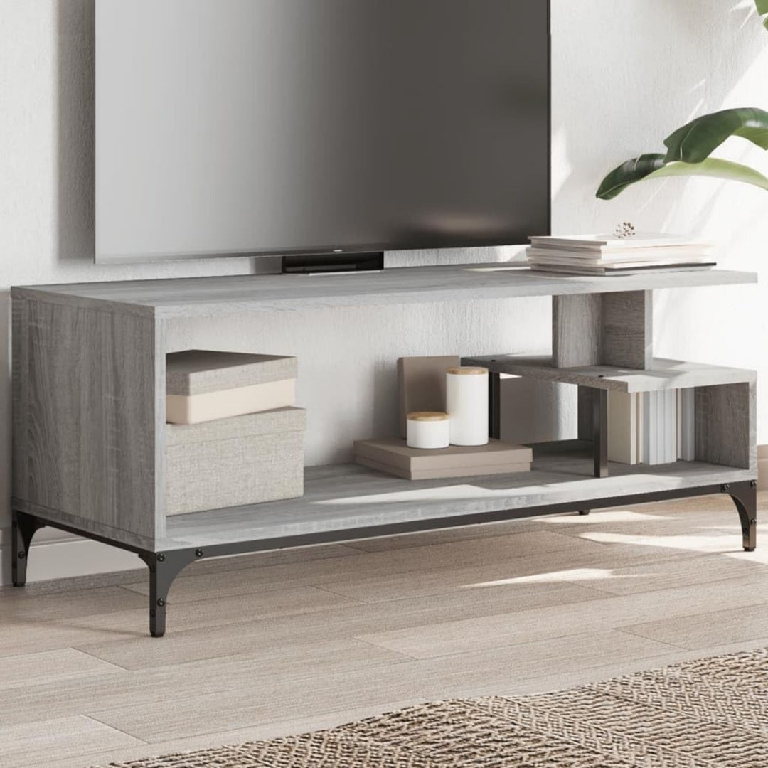 Meuble TV gris avec un eclairage LED integre