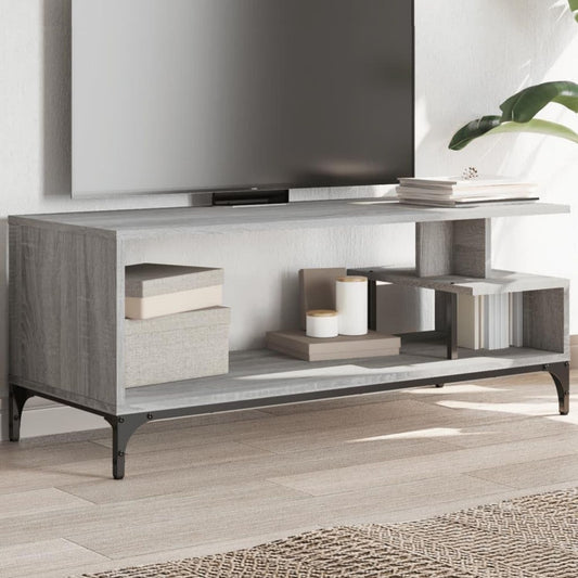 Meuble TV gris avec un eclairage LED integre