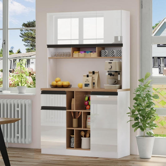 Buffet 105 x 45 x 185 cm en MDF et metal solide