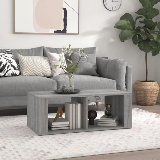 Table basse gris clair rangement optimise 2 etageres 100 x 50 x 36 cm