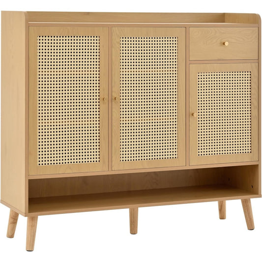 Tendance buffet marron en bois massif avec un tiroir