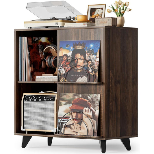Rangement gris fonce meuble hi-fi avec 1 tiroir